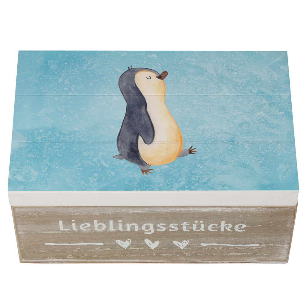 Holzkiste Pinguin marschieren Holzkiste, Kiste, Schatzkiste, Truhe, Schatulle, XXL, Erinnerungsbox, Erinnerungskiste, Dekokiste, Aufbewahrungsbox, Geschenkbox, Geschenkdose, Pinguin, Pinguine, Frühaufsteher, Langschläfer, Bruder, Schwester, Familie