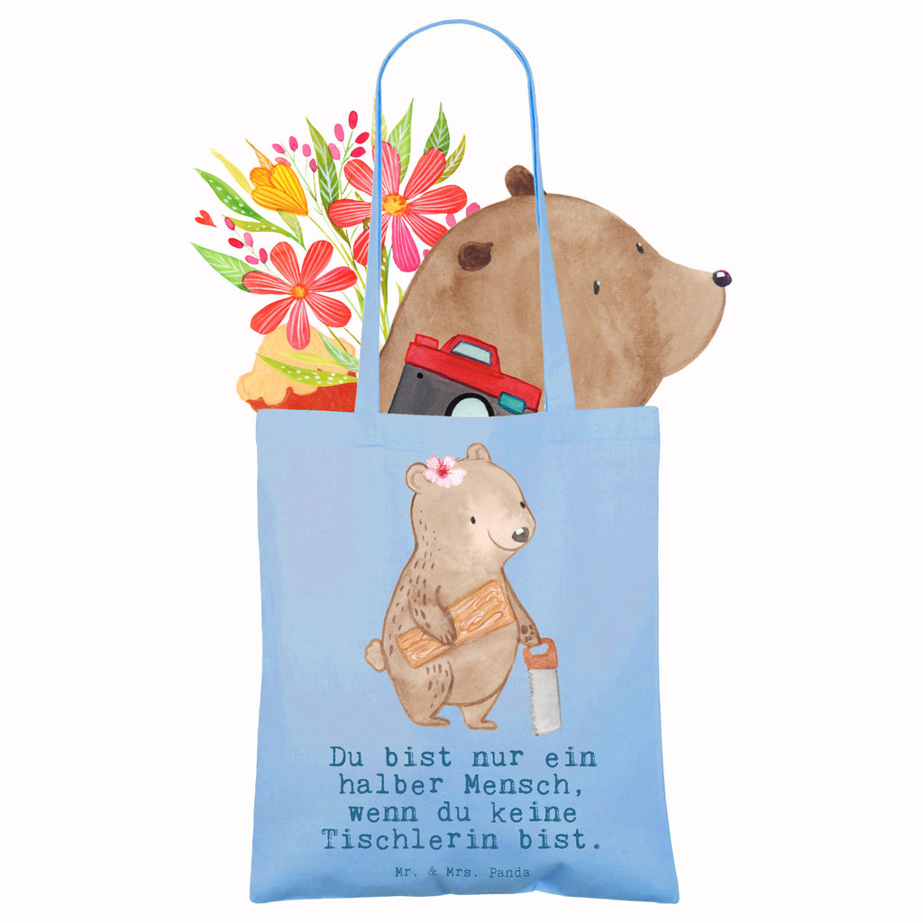 Tragetasche Tischlerin mit Herz Beuteltasche, Beutel, Einkaufstasche, Jutebeutel, Stoffbeutel, Tasche, Shopper, Umhängetasche, Strandtasche, Schultertasche, Stofftasche, Tragetasche, Badetasche, Jutetasche, Einkaufstüte, Laptoptasche, Beruf, Ausbildung, Jubiläum, Abschied, Rente, Kollege, Kollegin, Geschenk, Schenken, Arbeitskollege, Mitarbeiter, Firma, Danke, Dankeschön