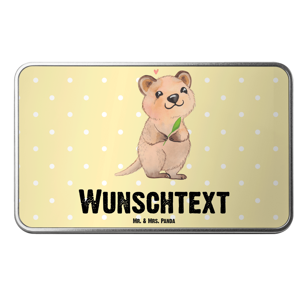 Personalisierte Metalldose Quokka Happy Personalisierte Metalldose, Dose mit Namen, Namensdose, Kiste mit Namen, Namenskiste, Tiermotive, Gute Laune, lustige Sprüche, Tiere, Quokka, Verschieben, Aufschieberitis, Lustiger Spruch, Niedliches Tier, Dinge erledigen