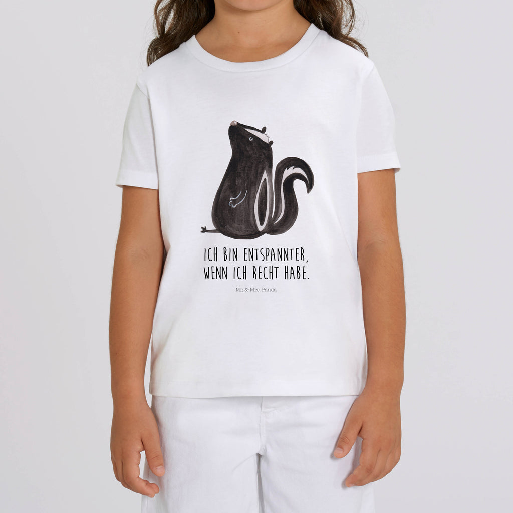 Organic Kinder T-Shirt Stinktier Sitzen Kinder T-Shirt, Kinder T-Shirt Mädchen, Kinder T-Shirt Jungen, Stinktier, Skunk, Wildtier, Raubtier, Stinker, Stinki, Spruch, Büro, Recht, Besserwisser