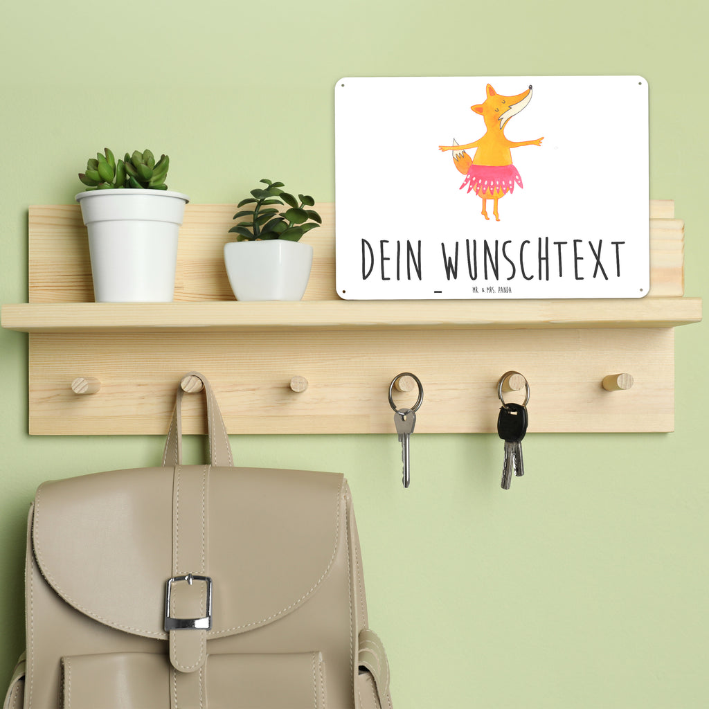 Personalisiertes Blechschild Fuchs Ballerina Blechschild, Metallschild, Geschenk Schild, Schild, Magnet-Metall-Schild, Deko Schild, Wandschild, Wand-Dekoration, Türschild, Fuchs, Fuchs Spruch, Füchse, Füchsin, Ballerina, Ballett, Tänzerin, Tanzen, Party, Einladung, Geburtstag