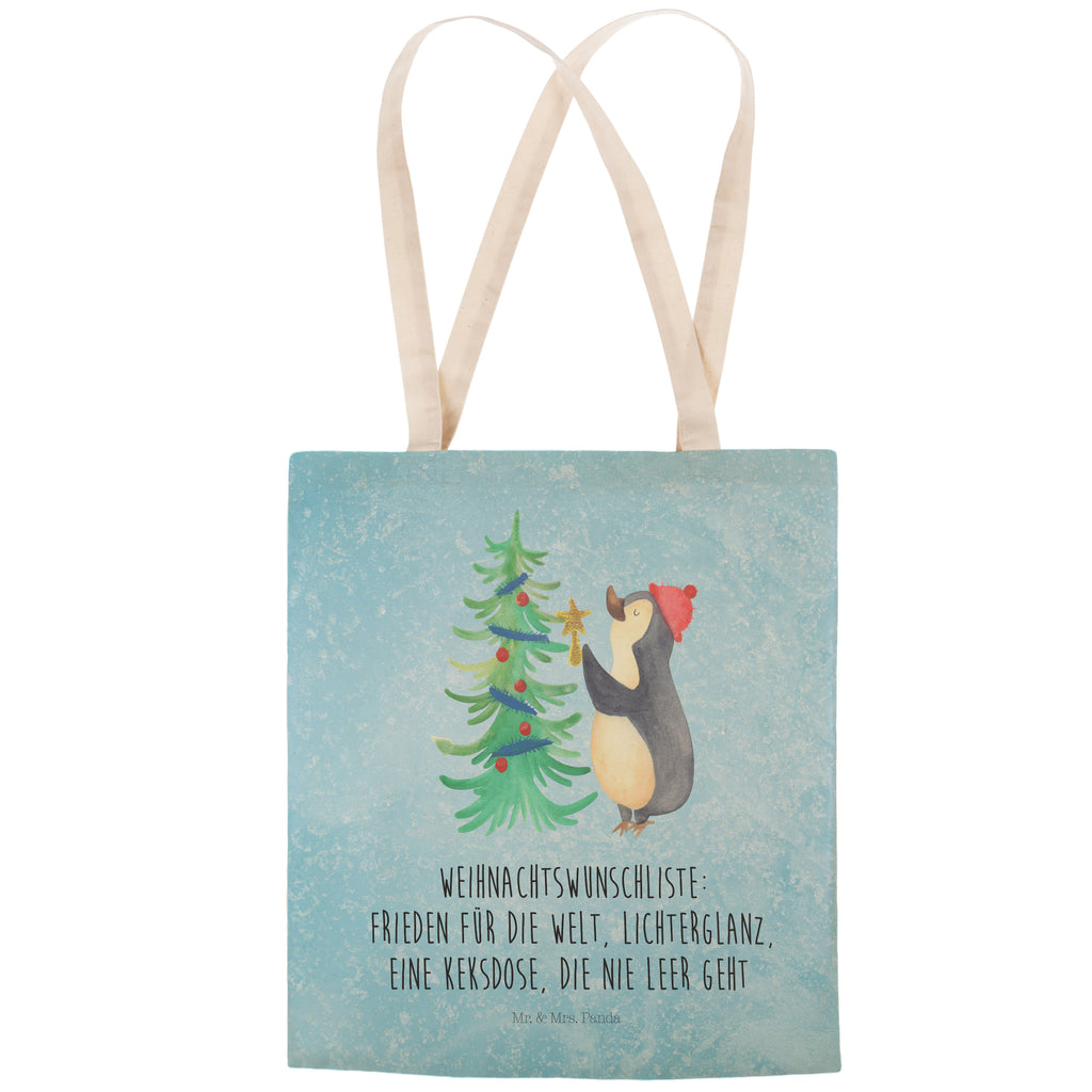 Einkaufstasche Pinguin Weihnachtsbaum Tragetasche, Tasche, Beutel, Stofftasche, Baumwolltasche, Umhängetasche, Shopper, Einkaufstasche, Beuteltasche, Winter, Weihnachten, Weihnachtsdeko, Nikolaus, Advent, Heiligabend, Wintermotiv, Pinguin