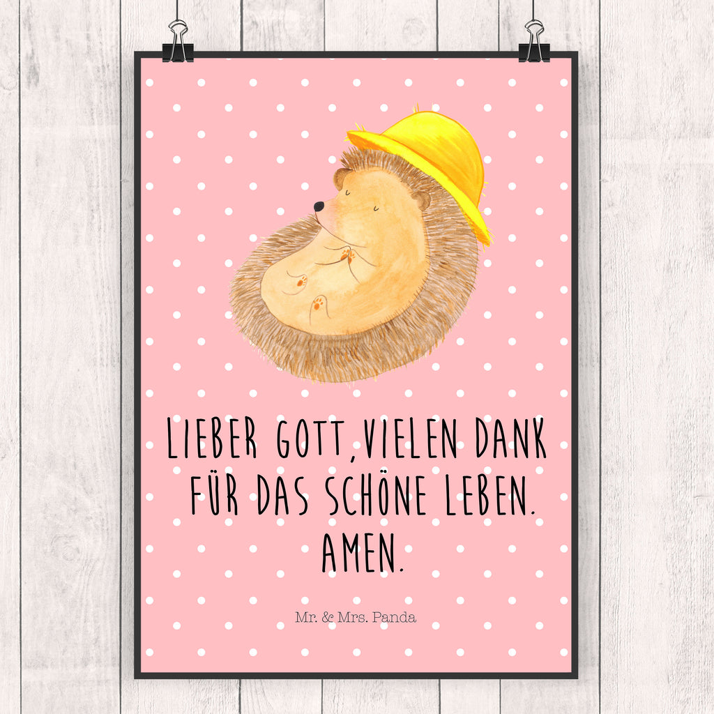 Poster Igel betet Poster, Wandposter, Bild, Wanddeko, Küchenposter, Kinderposter, Wanddeko Bild, Raumdekoration, Wanddekoration, Handgemaltes Poster, Mr. & Mrs. Panda Poster, Designposter, Kunstdruck, Posterdruck, Tiermotive, Gute Laune, lustige Sprüche, Tiere, Igel, Igel mit Hut, Sonnenhut, Gott, Amen, beten, Leben, Dankbarkeit, Dankbar sein, dankbar, genießen