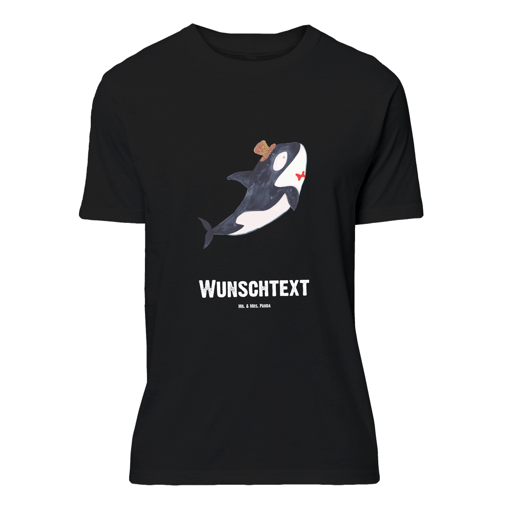 Personalisiertes T-Shirt Orca Zylinder T-Shirt Personalisiert, T-Shirt mit Namen, T-Shirt mit Aufruck, Männer, Frauen, Meerestiere, Meer, Urlaub, Narwal, Glitter, Konfetti, Glitzer, Geburtstag, Feier, Fete, Fest, Glückwunsch, Orca