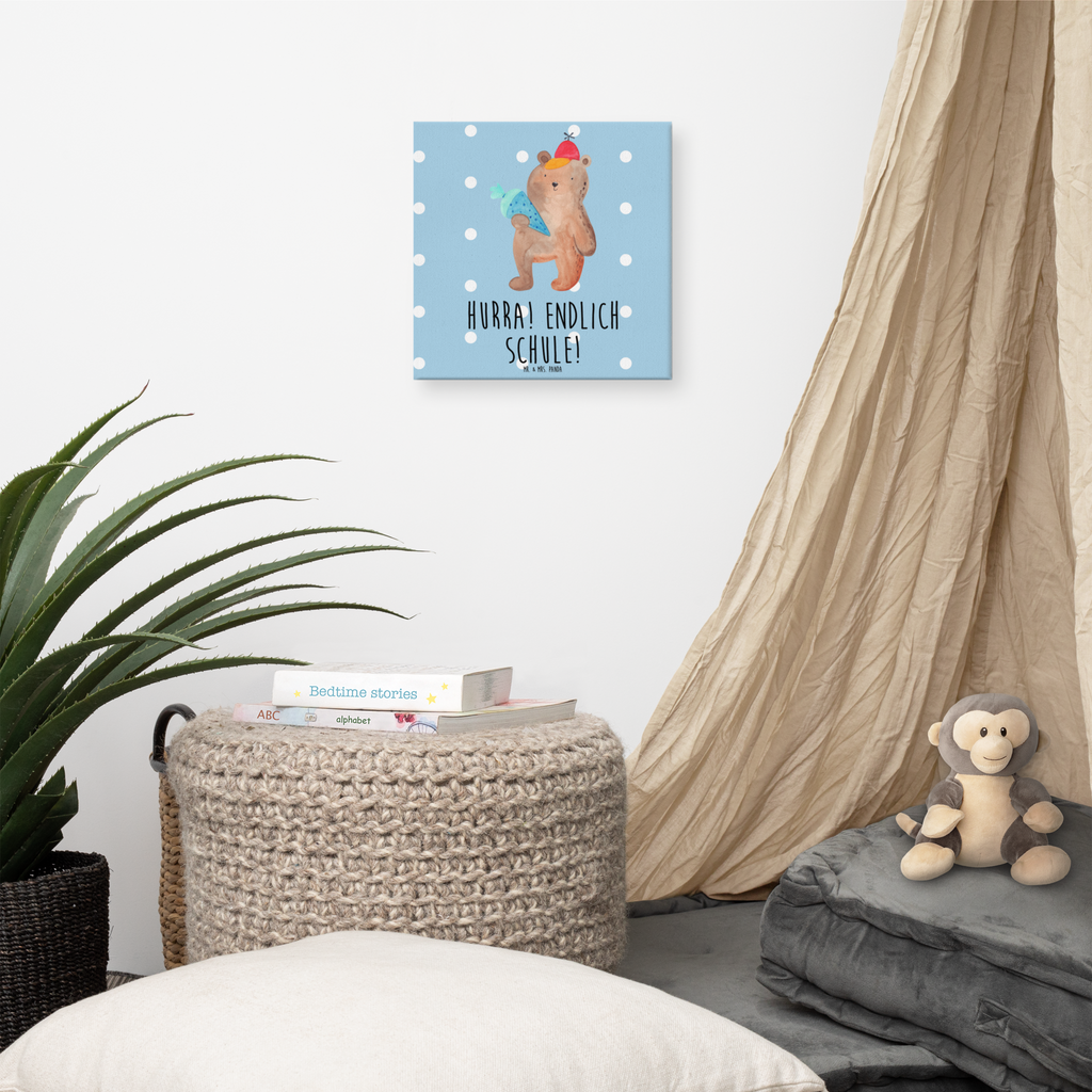 Leinwand Bild Bär Schultüte Leinwand, Bild, Kunstdruck, Wanddeko, Dekoration, Bär, Teddy, Teddybär, Bär Motiv, Schultüte, Erster Schultag Geschenk, Einschulung Geschenk, Schule Geschenk, Grundschule, Schulanfang, Schulbeginn