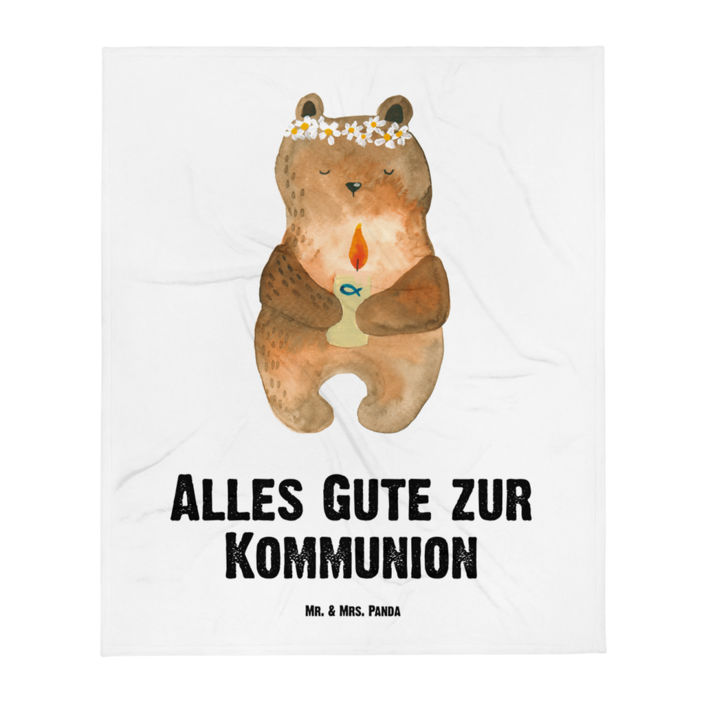 Kuscheldecke Kommunion-Bär Decke, Wohndecke, Tagesdecke, Wolldecke, Sofadecke, Bär, Teddy, Teddybär, Kommunion, Gottes Segen, Taufkerze, katholisch