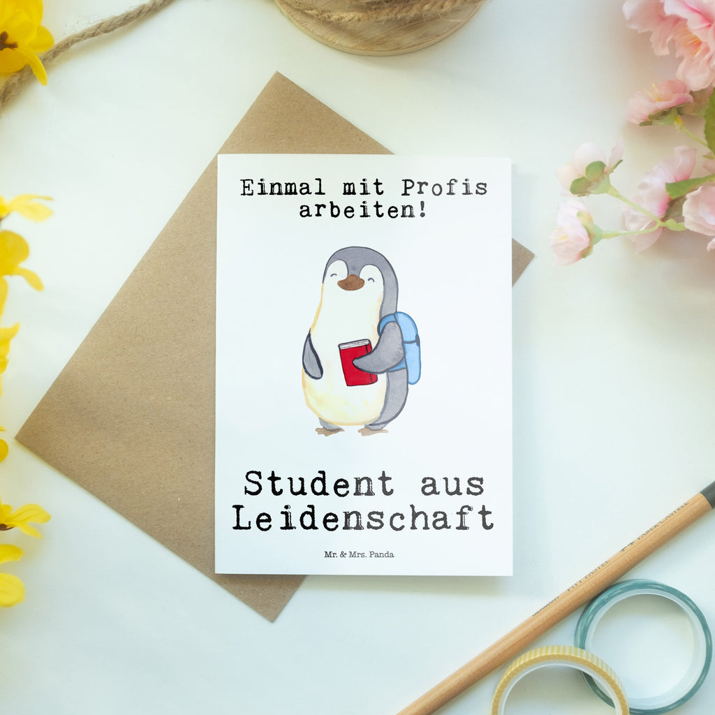 Grußkarte Student aus Leidenschaft Grußkarte, Klappkarte, Einladungskarte, Glückwunschkarte, Hochzeitskarte, Geburtstagskarte, Karte, Ansichtskarten, Beruf, Ausbildung, Jubiläum, Abschied, Rente, Kollege, Kollegin, Geschenk, Schenken, Arbeitskollege, Mitarbeiter, Firma, Danke, Dankeschön