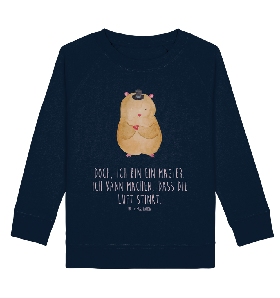 Organic Kinder Pullover Hamster mit Hut Kinder Pullover, Kinder Sweatshirt, Jungen, Mädchen, Tiermotive, Gute Laune, lustige Sprüche, Tiere, Hamster, Hut, Magier, Zylinder, Zwerghamster, Zauberer