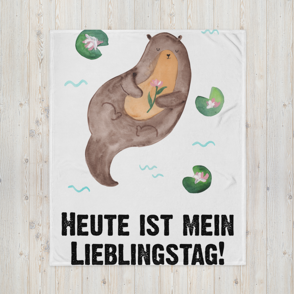 Kuscheldecke Otter Seerose Decke, Wohndecke, Tagesdecke, Wolldecke, Sofadecke, Otter, Fischotter, Seeotter, Otter Seeotter See Otter