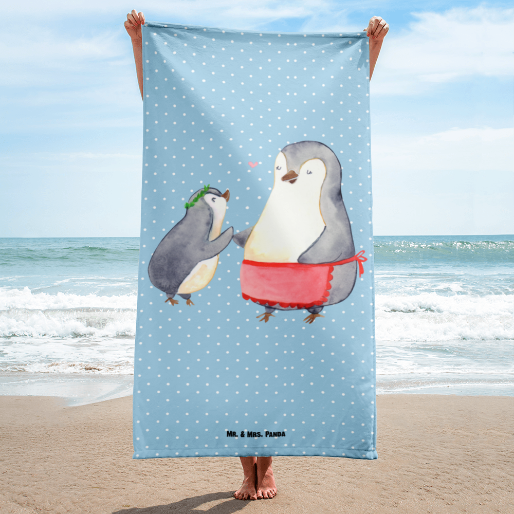 XL Badehandtuch Pinguin mit Kind Handtuch, Badetuch, Duschtuch, Strandtuch, Saunatuch, Familie, Vatertag, Muttertag, Bruder, Schwester, Mama, Papa, Oma, Opa, Geschenk, Mami, Mutti, Mutter, Geburststag