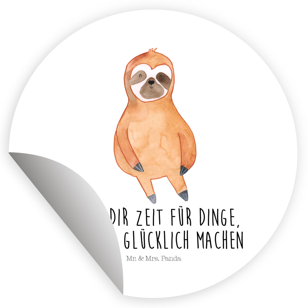 Rund Aufkleber Faultier Zufrieden Sticker, Aufkleber, Etikett, Faultier, Faultier Geschenk, Faultier Deko, Faultiere, faul, Lieblingstier, Pause, relaxen, Glück, glücklich, zufrieden, happy, Zufriedenheit, Gelassenheit, Ruhe, Frieden