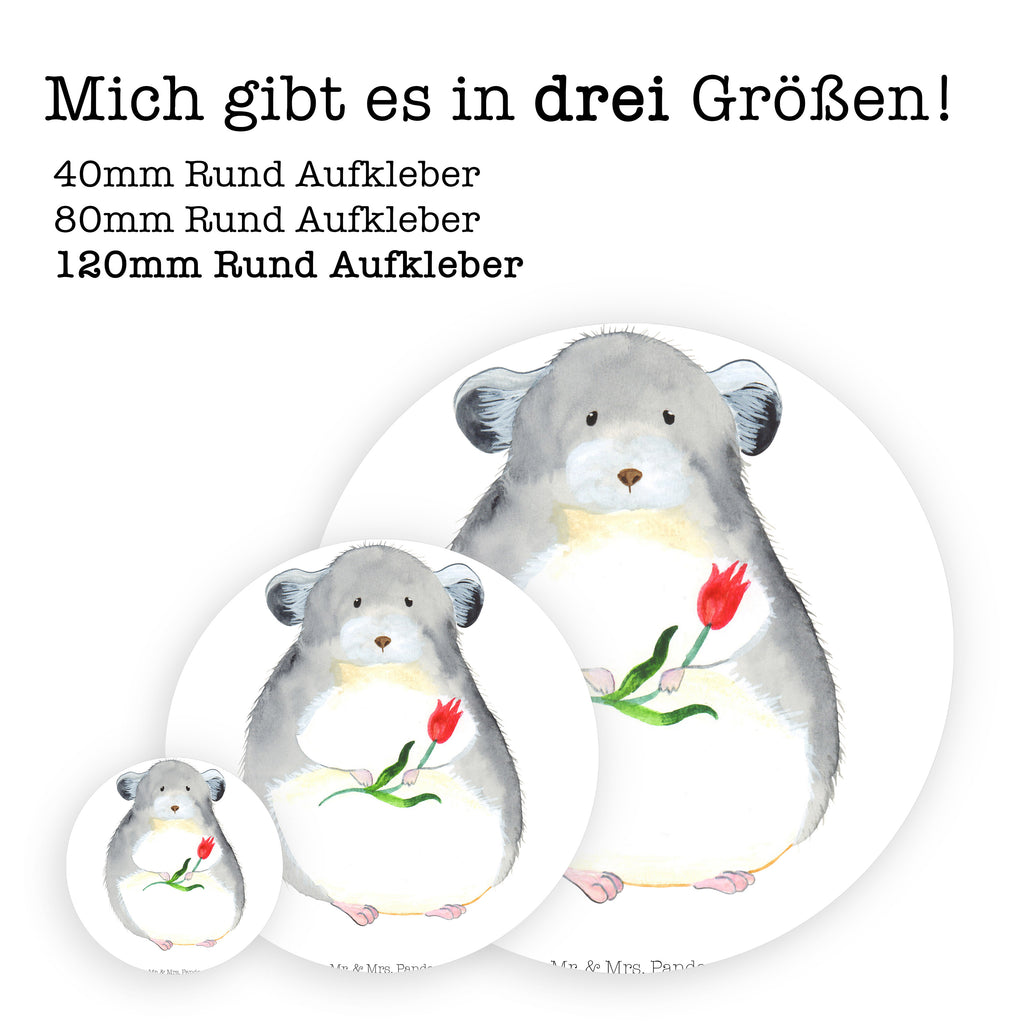 Rund Aufkleber Chinchilla mit Blume Sticker, Aufkleber, Etikett, Tiermotive, Gute Laune, lustige Sprüche, Tiere, Chinchilla, Chinchillas, Liebeskummer, Kummer, Depressionen, traurig sein, Chaos, Glücklichsein, Büro, Büroalltag