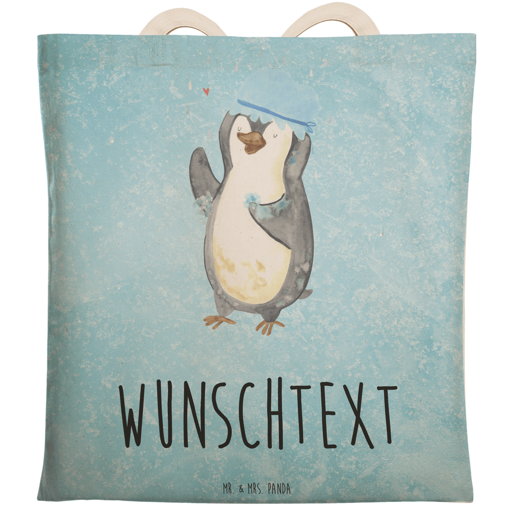 Personalisierte Einkaufstasche Pinguin duscht Personalisierte Tragetasche, Personalisierte Tasche, Personalisierter Beutel, Personalisierte Stofftasche, Personalisierte Baumwolltasche, Personalisierte Umhängetasche, Personalisierter Shopper, Personalisierte Einkaufstasche, Personalisierte Beuteltasche, Tragetasche mit Namen, Tasche mit Namen, Beutel mit Namen, Stofftasche mit Namen, Baumwolltasche mit Namen, Umhängetasche mit Namen, Shopper mit Namen, Einkaufstasche mit Namen, Beuteltasche, Wunschtext, Wunschnamen, Personalisierbar, Personalisierung, Pinguin, Pinguine, Dusche, duschen, Lebensmotto, Motivation, Neustart, Neuanfang, glücklich sein