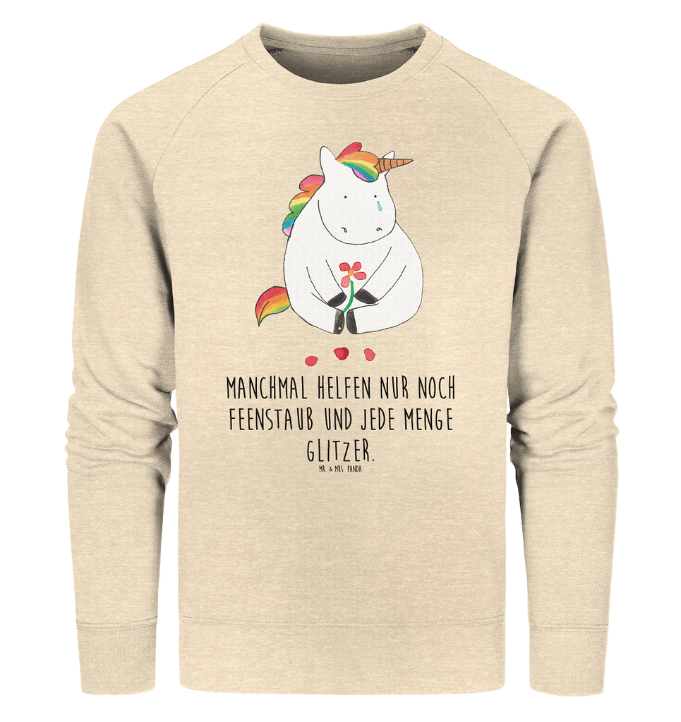 Organic Pullover Einhorn Traurig Pullover, Pullover Männer, Pullover Frauen, Sweatshirt, Sweatshirt Männer, Sweatshirt Frauen, Unisex, Einhorn, Einhörner, Einhorn Deko, Pegasus, Unicorn, Glitzer, Trösten. Freundschaft, Freunde, Liebe, Trauer, Grußkarte, Blume