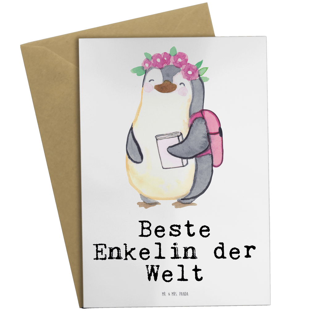 Grußkarte Pinguin Beste Enkelin der Welt Grußkarte, Klappkarte, Einladungskarte, Glückwunschkarte, Hochzeitskarte, Geburtstagskarte, Karte, Ansichtskarten, für, Dankeschön, Geschenk, Schenken, Geburtstag, Geburtstagsgeschenk, Geschenkidee, Danke, Bedanken, Mitbringsel, Freude machen, Geschenktipp, Enkelin, Enkelkind, Enkeltochter, Oma, Opa, Kind von Tochter, Kind von Sohn, Großtochter, Taufe