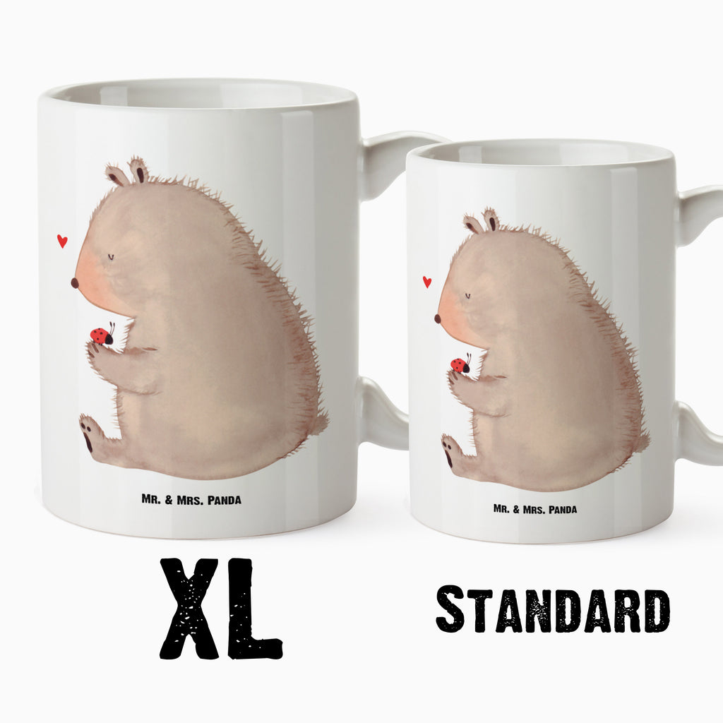 XL Tasse Bär mit Marienkäfer XL Tasse, Große Tasse, Grosse Kaffeetasse, XL Becher, XL Teetasse, spülmaschinenfest, Jumbo Tasse, Groß, Bär, Teddy, Teddybär, Marienkäfer, Liebe, Freiheit, Motivation, Das Leben ist schön