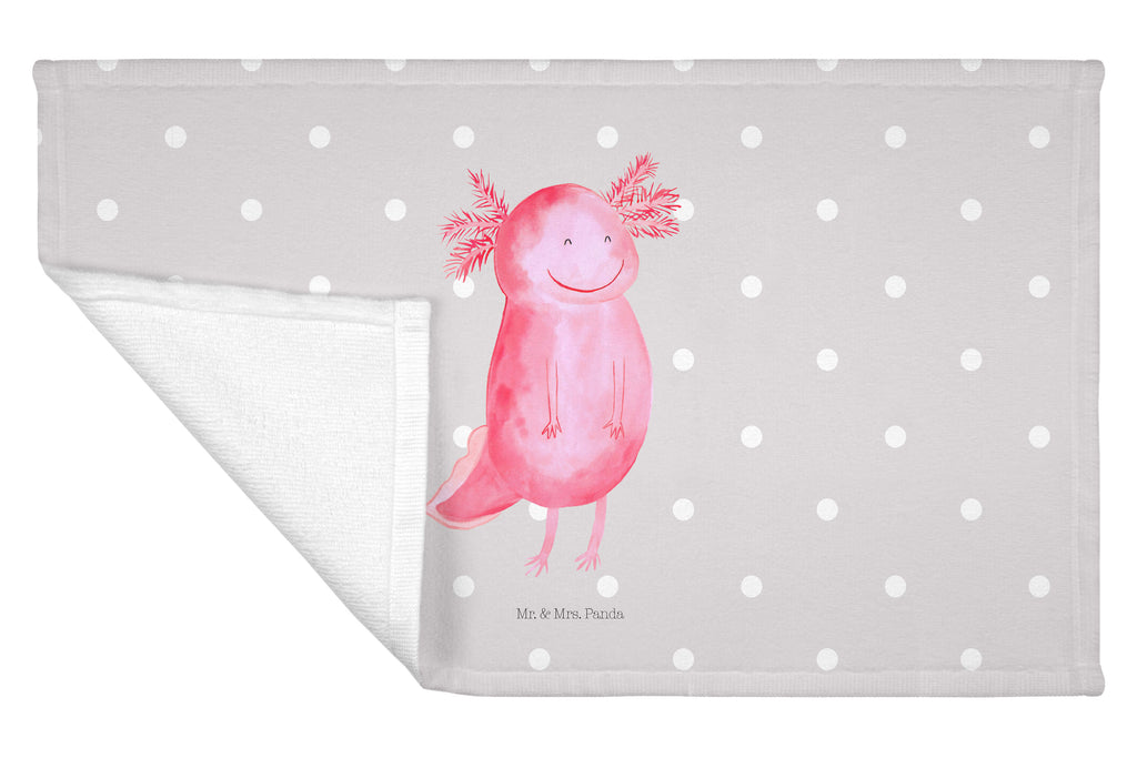 Handtuch Axolotl Glücklich Gästetuch, Reisehandtuch, Sport Handtuch, Frottier, Kinder Handtuch, Axolotl, Molch, Axolot, Schwanzlurch, Lurch, Lurche, Motivation, gute Laune