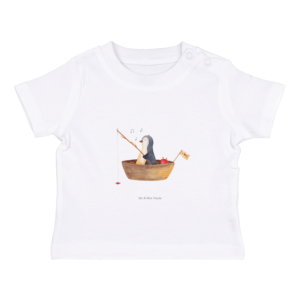 Organic Baby Shirt Pinguin Angelboot Baby T-Shirt, Jungen Baby T-Shirt, Mädchen Baby T-Shirt, Shirt, Pinguin, Pinguine, Angeln, Boot, Angelboot, Lebenslust, Leben, genießen, Motivation, Neustart, Neuanfang, Trennung, Scheidung, Geschenkidee Liebeskummer