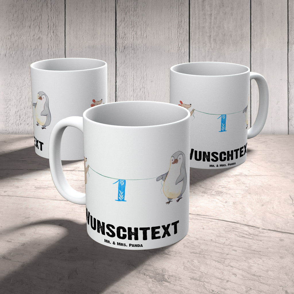 Personalisierte Tasse 1. Geburtstag Maus Pinguin Personalisierte Tasse, Namenstasse, Wunschname, Personalisiert, Tasse, Namen, Drucken, Tasse mit Namen, Geburtstag, Geburtstagsgeschenk, Geschenk, Party, Feiern, Torte, Kuchen