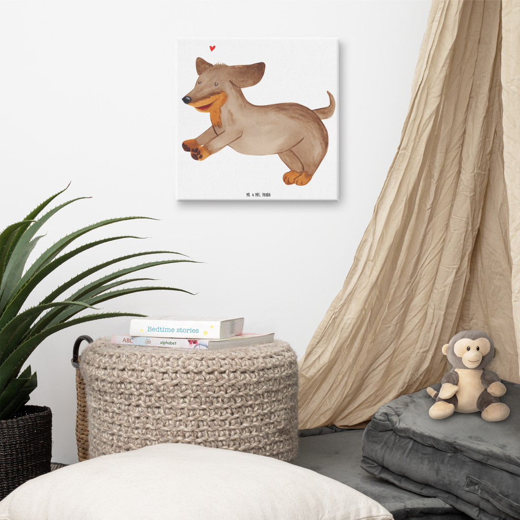 Leinwand Bild Hund Dackel Leinwand, Bild, Kunstdruck, Wanddeko, Dekoration, Hund, Hundemotiv, Haustier, Hunderasse, Tierliebhaber, Hundebesitzer, Sprüche, Hunde, Dackel, Dachshund, happy dog