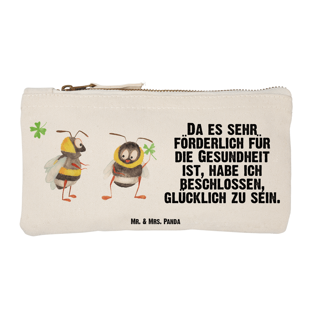 Schminktasche Hummeln mit Kleeblatt Schminktasche, Kosmetiktasche, Kosmetikbeutel, Stiftemäppchen, Etui, Federmappe, Makeup, XXL, Schminketui, Kosmetiketui, Schlamperetui, Tiermotive, Gute Laune, lustige Sprüche, Tiere, Hummel, Biene, Spruch positiv, Biene Deko, Spruch schön, glücklich sein, glücklich werden, Spruch fröhlich