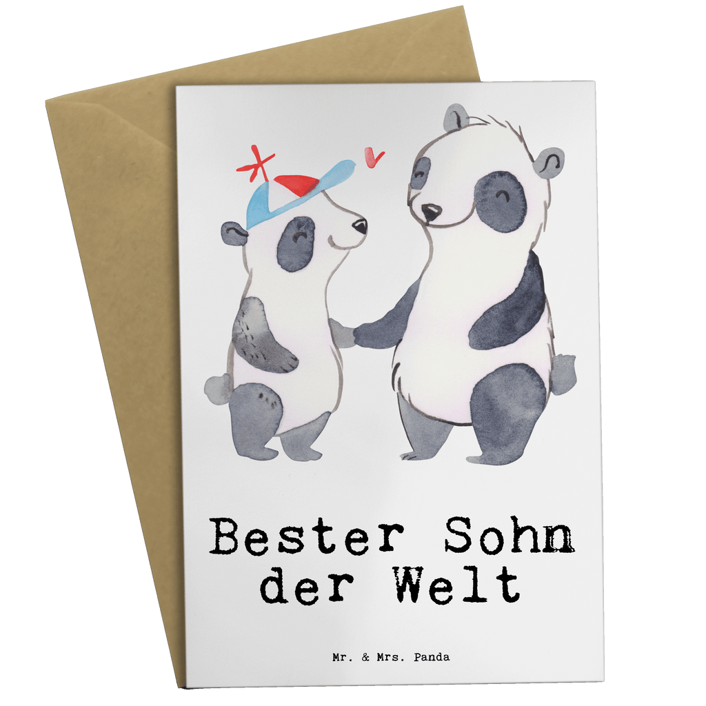 Grußkarte Panda Bester Sohn der Welt Grußkarte, Klappkarte, Einladungskarte, Glückwunschkarte, Hochzeitskarte, Geburtstagskarte, Karte, Ansichtskarten, für, Dankeschön, Geschenk, Schenken, Geburtstag, Geburtstagsgeschenk, Geschenkidee, Danke, Bedanken, Mitbringsel, Freude machen, Geschenktipp, Sohn, Sohnemann, Söhnchen, Bube, Bub, Nachwuchs, Nachkomme, Kind, Familie, Vater, Belohnung