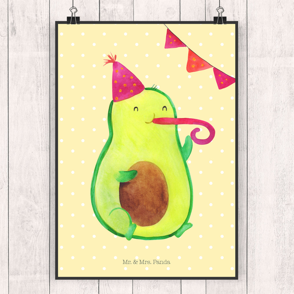 Poster Avocado Party Time Poster, Wandposter, Bild, Wanddeko, Küchenposter, Kinderposter, Wanddeko Bild, Raumdekoration, Wanddekoration, Handgemaltes Poster, Mr. & Mrs. Panda Poster, Designposter, Kunstdruck, Posterdruck, Avocado, Veggie, Vegan, Gesund