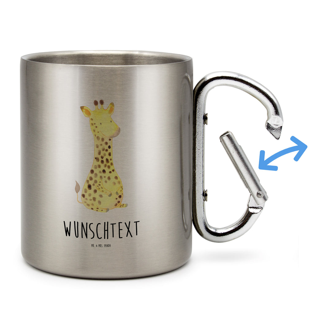 Personalisierter Edelstahlbecher Giraffe Zufrieden Personalisierte Edelstahltasse, Personalisierter Edelstahlbecher, Personalisierter Outdoor Becher, Personalisierte Outdoor Tasse, Afrika, Wildtiere, Giraffe, Zufrieden, Glück, Abenteuer