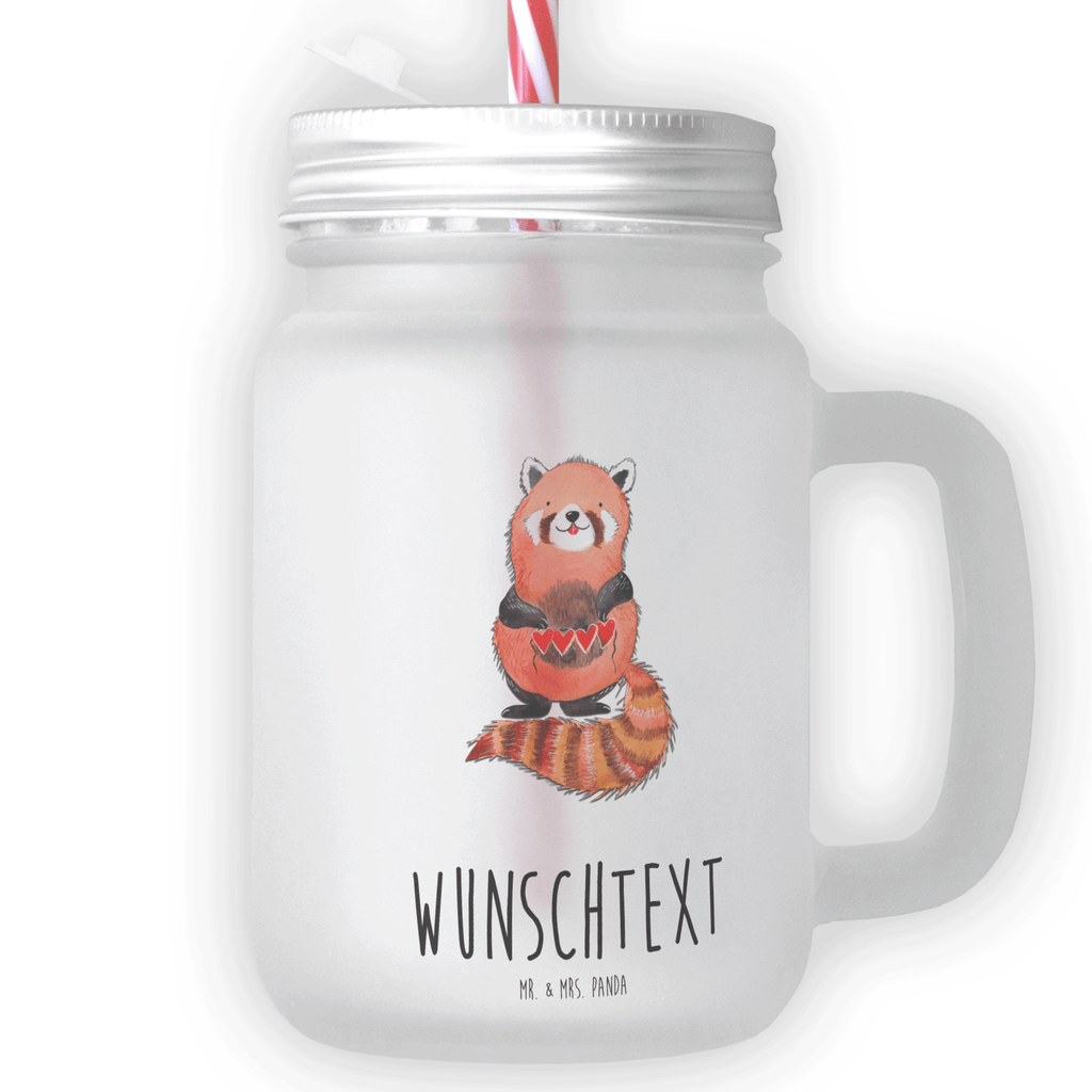 Personalisiertes Trinkglas Mason Jar Roter Panda Personalisiertes Mason Jar, Personalisiertes Glas, Personalisiertes Trinkglas, Personalisiertes Henkelglas, Personalisiertes Sommerglas, Personalisiertes Einmachglas, Personalisiertes Cocktailglas, Personalisiertes Cocktail-Glas, mit Namen, Wunschtext, Wunschnamen, Mason Jar selbst bedrucken, Wunschglas mit Namen, Bedrucktes Trinkglas, Geschenk mit Namen, Tiermotive, Gute Laune, lustige Sprüche, Tiere, Panda, Liebe, Rot, Herz, Liebling, Lieblingsmensch