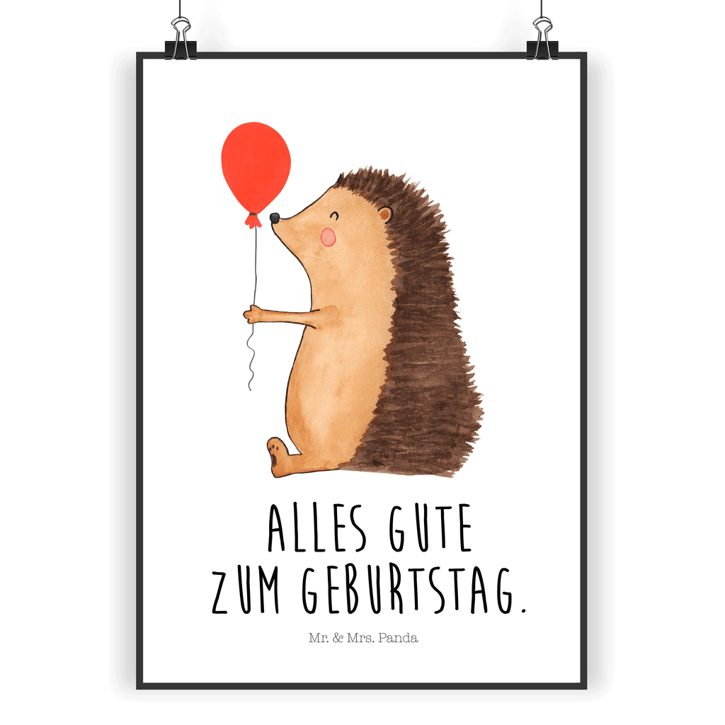 Poster Igel mit Luftballon Poster, Wandposter, Bild, Wanddeko, Küchenposter, Kinderposter, Wanddeko Bild, Raumdekoration, Wanddekoration, Handgemaltes Poster, Mr. & Mrs. Panda Poster, Designposter, Kunstdruck, Posterdruck, Tiermotive, Gute Laune, lustige Sprüche, Tiere, Igel, Geburtstag, Herzlichen Glückwunsch, Glückwunsch, Geburtstagskind, Ballon, Happy Birthday