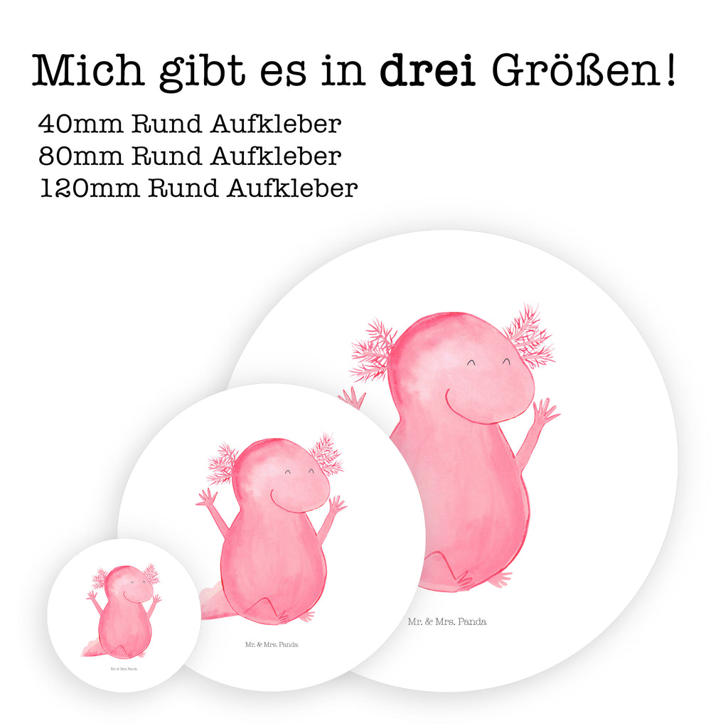 Rund Aufkleber Axolotl Hurra Sticker, Aufkleber, Etikett, Axolotl, Molch, Axolot, Schwanzlurch, Lurch, Lurche, fröhlich, Spaß, Freude, Motivation, Zufriedenheit