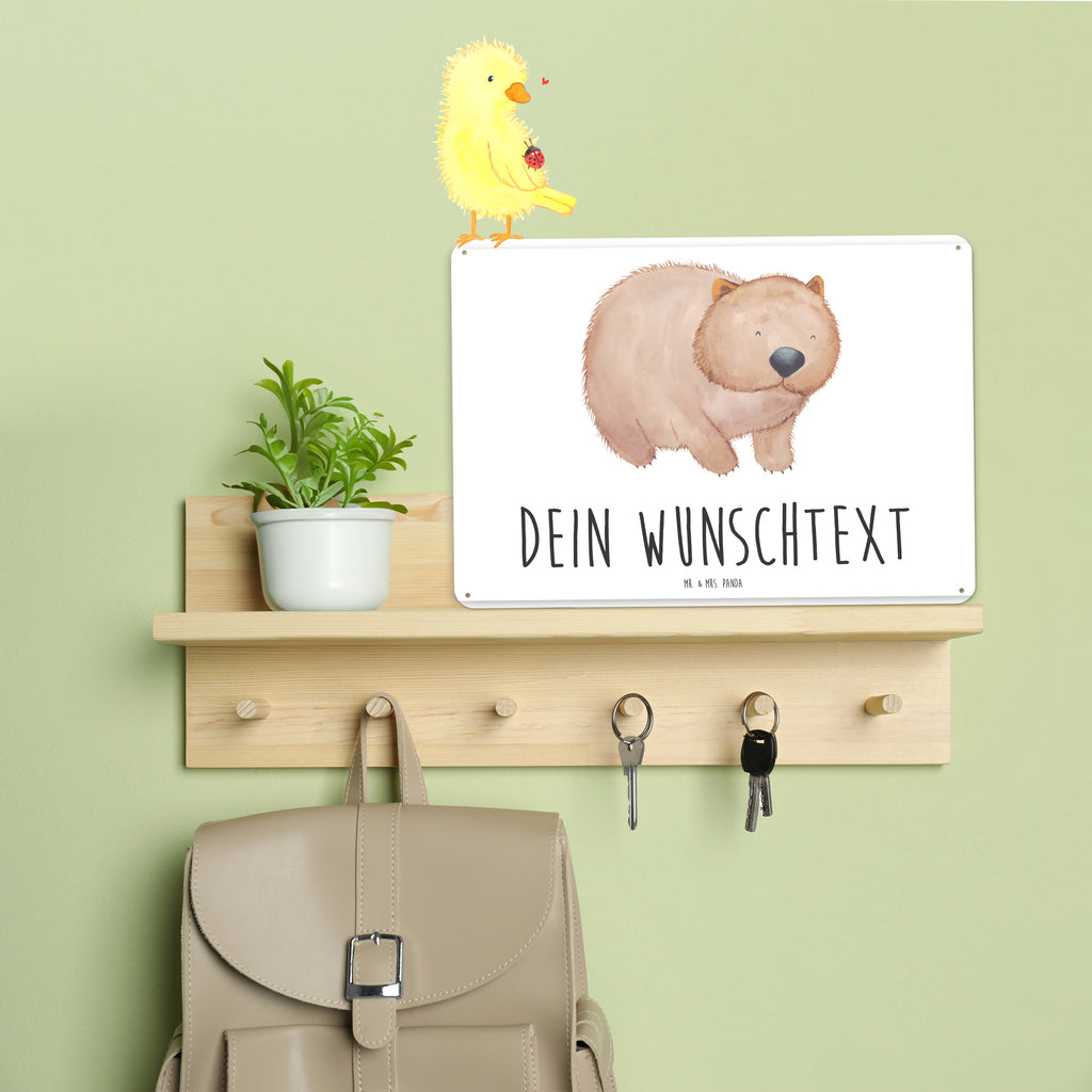 Personalisiertes Blechschild Wombat Blechschild, Metallschild, Geschenk Schild, Schild, Magnet-Metall-Schild, Deko Schild, Wandschild, Wand-Dekoration, Türschild, Tiermotive, Gute Laune, lustige Sprüche, Tiere, Wombat, Das Leben ist schön, Motivation, Spruch, Australien