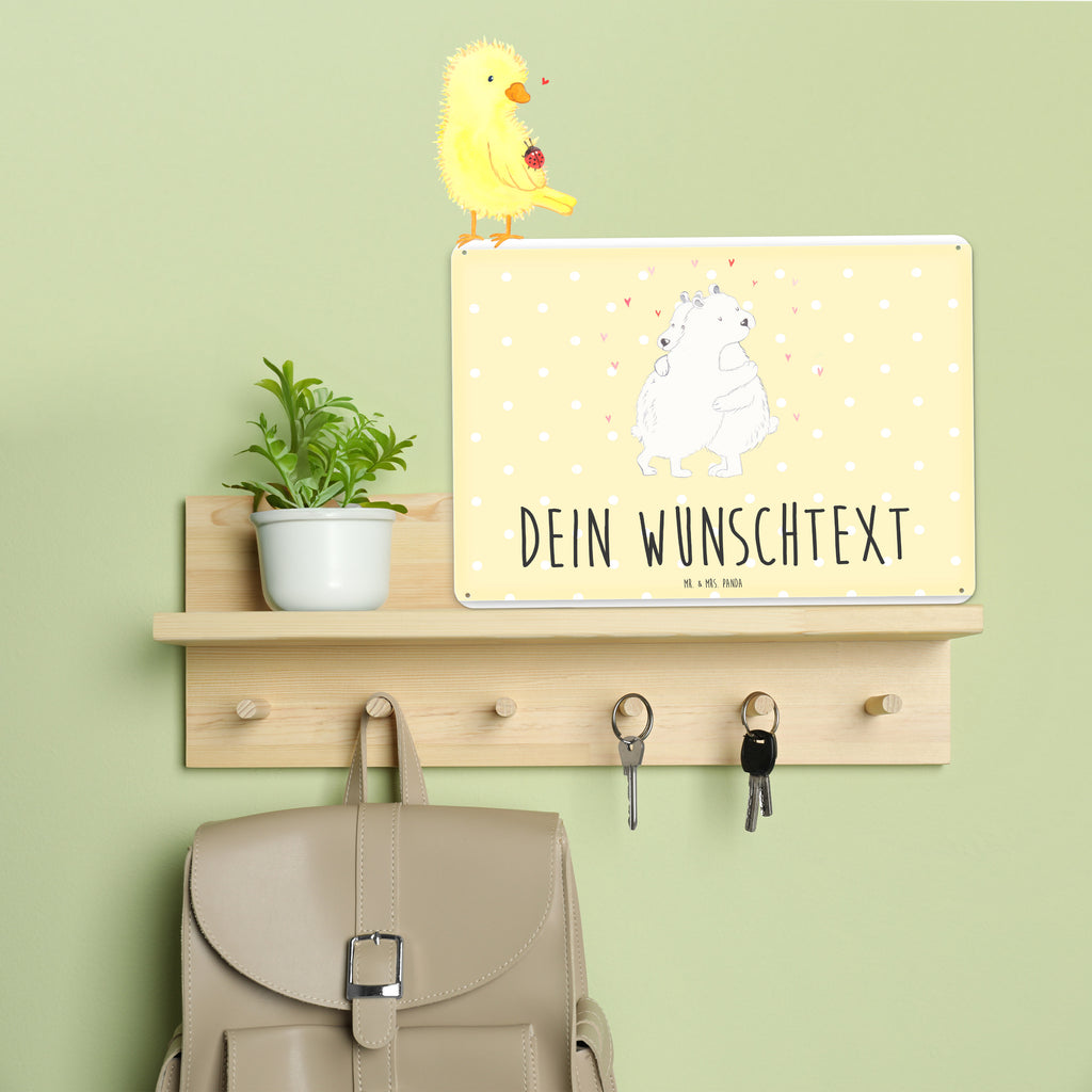 Personalisiertes Blechschild Eisbär Umarmen Blechschild, Metallschild, Geschenk Schild, Schild, Magnet-Metall-Schild, Deko Schild, Wandschild, Wand-Dekoration, Türschild, Tiermotive, Gute Laune, lustige Sprüche, Tiere