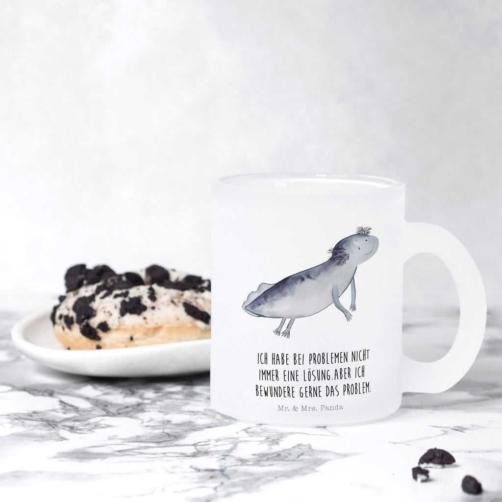 Teetasse Axolotl schwimmt Teetasse, Teeglas, Teebecher, Tasse mit Henkel, Tasse, Glas Teetasse, Teetasse aus Glas, Axolotl, Molch, Axolot, Schwanzlurch, Lurch, Lurche, Problem, Probleme, Lösungen, Motivation