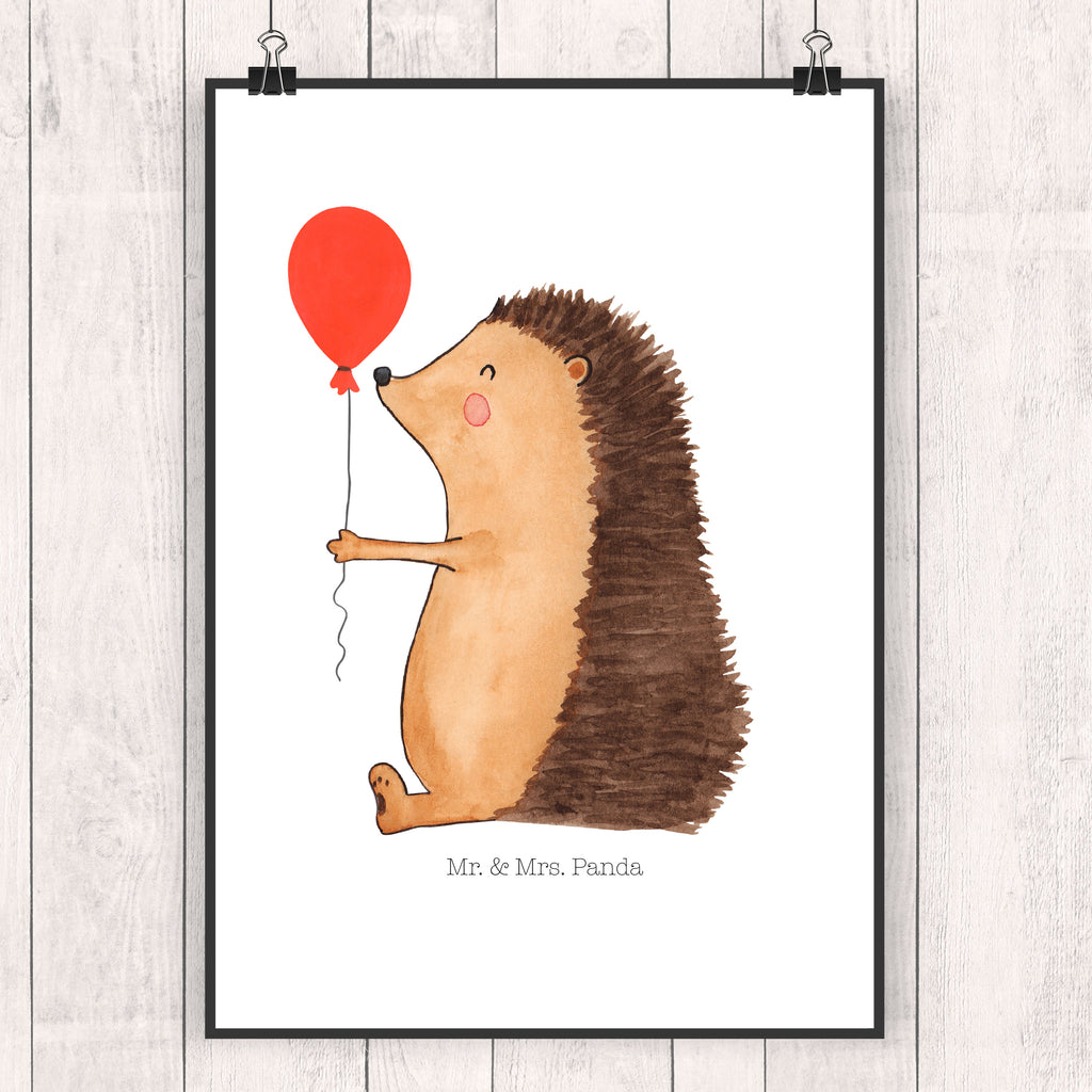 Poster Igel mit Luftballon Poster, Wandposter, Bild, Wanddeko, Küchenposter, Kinderposter, Wanddeko Bild, Raumdekoration, Wanddekoration, Handgemaltes Poster, Mr. & Mrs. Panda Poster, Designposter, Kunstdruck, Posterdruck, Tiermotive, Gute Laune, lustige Sprüche, Tiere, Igel, Geburtstag, Herzlichen Glückwunsch, Glückwunsch, Geburtstagskind, Ballon, Happy Birthday