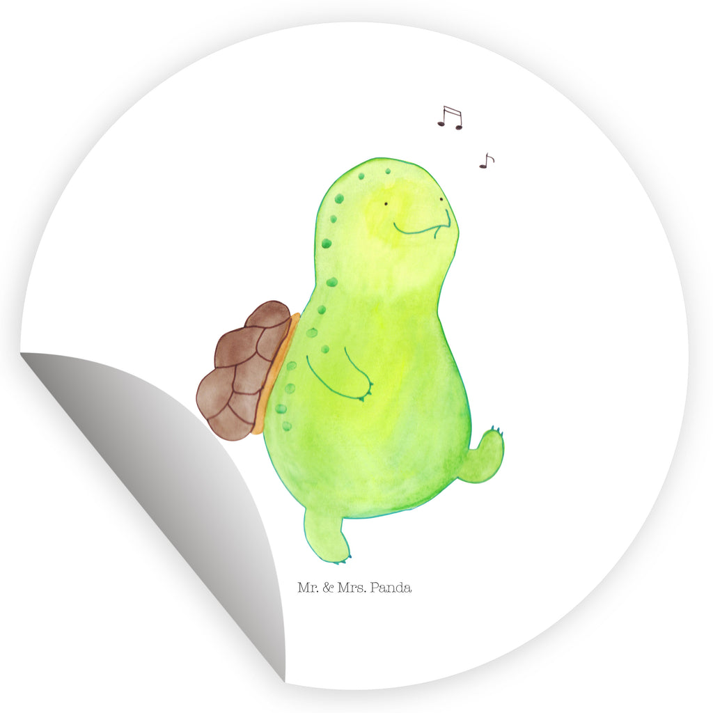 Rund Aufkleber Schildkröte pfeift Sticker, Aufkleber, Etikett, Schildkröte, Schildi, Schildkröten, fröhlich, Glück, Motivation, Lebensfreude, Depression, Trennung, Neuanfang