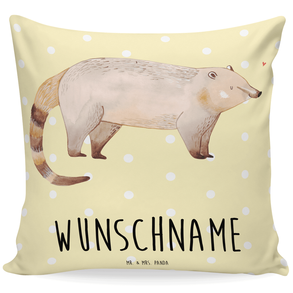 Personalisiertes Kissen Nasenbär Kissen, personalisiert, Name, Wunschname, bedrucken, Kopfkissen, Tiermotive, Gute Laune, lustige Sprüche, Tiere, Nasenbär, Nasenbären, Rüsselbär, Bär