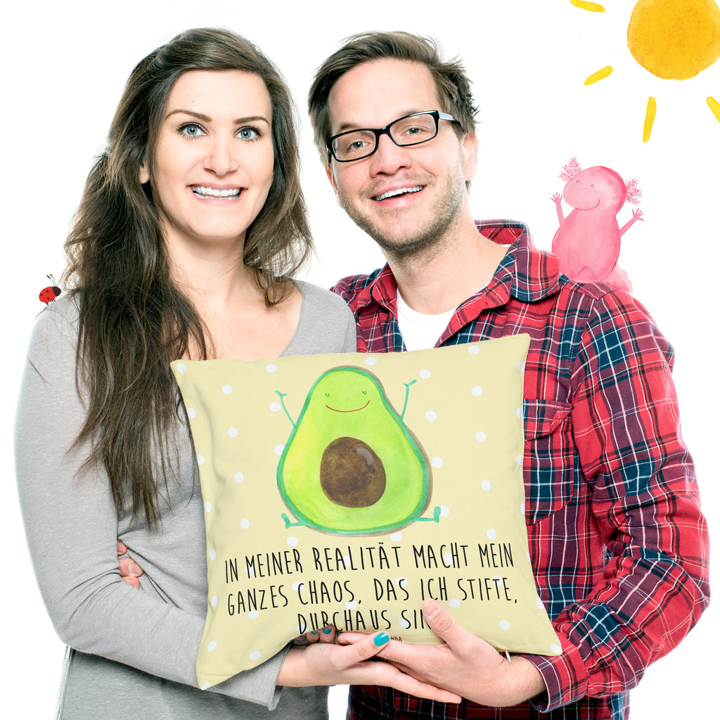 40x40 Kissen Avocado Happy Kissenhülle, Kopfkissen, Sofakissen, Dekokissen, Motivkissen, Avocado, Veggie, Vegan, Gesund, Chaos