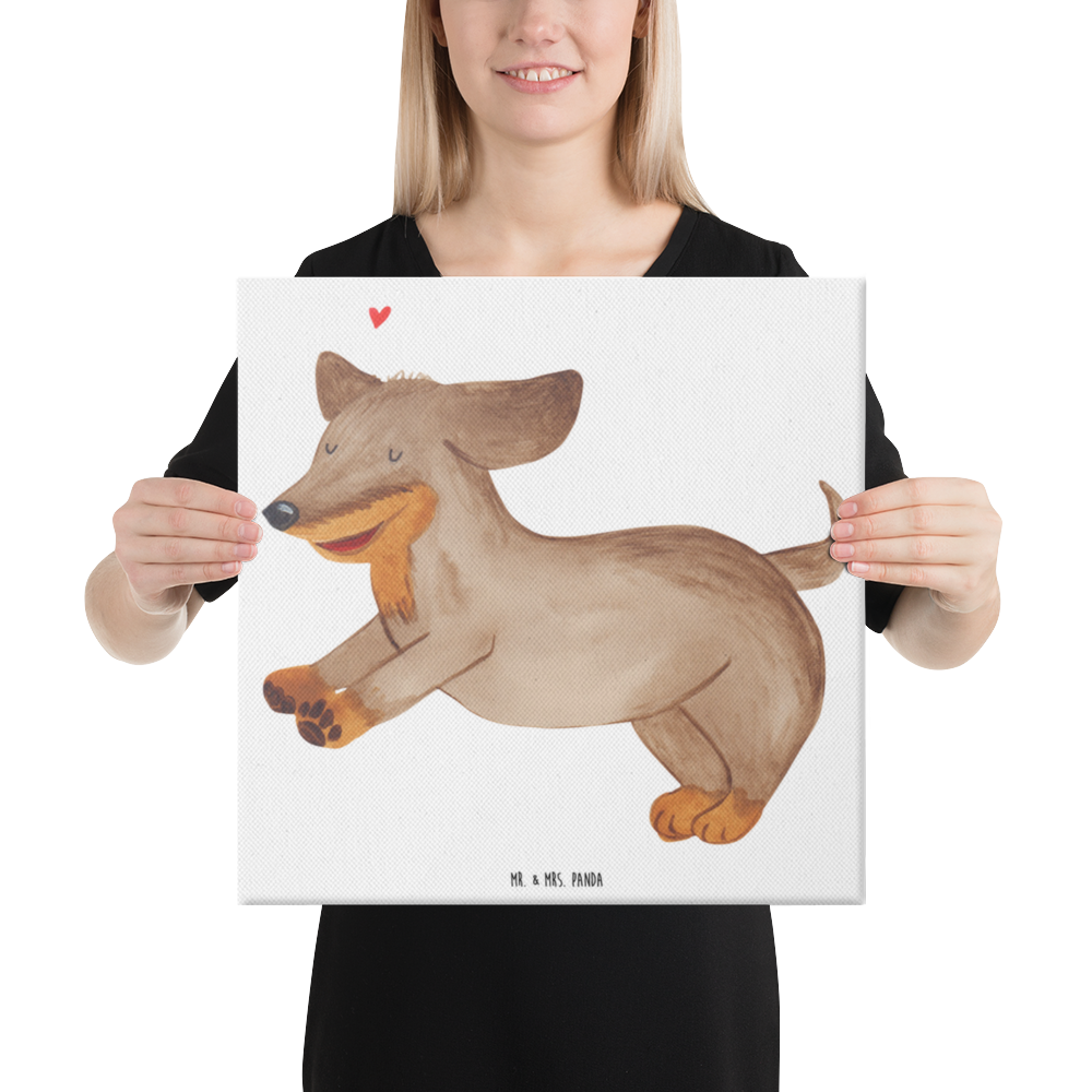 Leinwand Bild Hund Dackel Leinwand, Bild, Kunstdruck, Wanddeko, Dekoration, Hund, Hundemotiv, Haustier, Hunderasse, Tierliebhaber, Hundebesitzer, Sprüche, Hunde, Dackel, Dachshund, happy dog