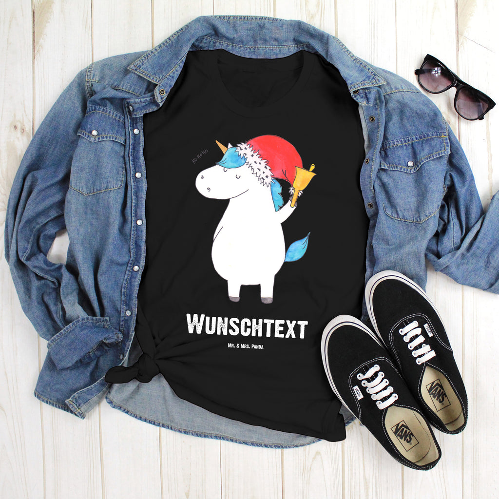 Personalisiertes T-Shirt Einhorn Weihnachtsmann T-Shirt Personalisiert, T-Shirt mit Namen, T-Shirt mit Aufruck, Männer, Frauen, Wunschtext, Bedrucken, Einhorn, Einhörner, Einhorn Deko, Pegasus, Unicorn, Gin, Schokolade, Schoki, Weihnachten, Weihnachtsmann, Nikolaus, Wunschzettel, Wunschliste, Feenstaub