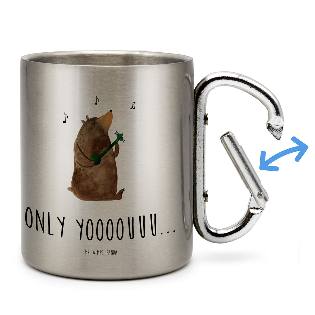 Edelstahlbecher Bär Gitarre Edelstahltasse, Karabiner, Edelstahlbecher, Outdoor, Camping, Tasse, Becher, Bär, Teddy, Teddybär