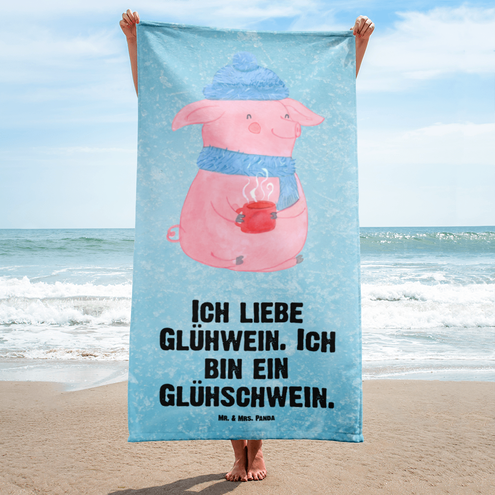 XL Badehandtuch Schwein Glühwein Handtuch, Badetuch, Duschtuch, Strandtuch, Saunatuch, Winter, Weihnachten, Weihnachtsdeko, Nikolaus, Advent, Heiligabend, Wintermotiv, Glühschwein, Glühwein, Weihnachtsmarkt, Punsch