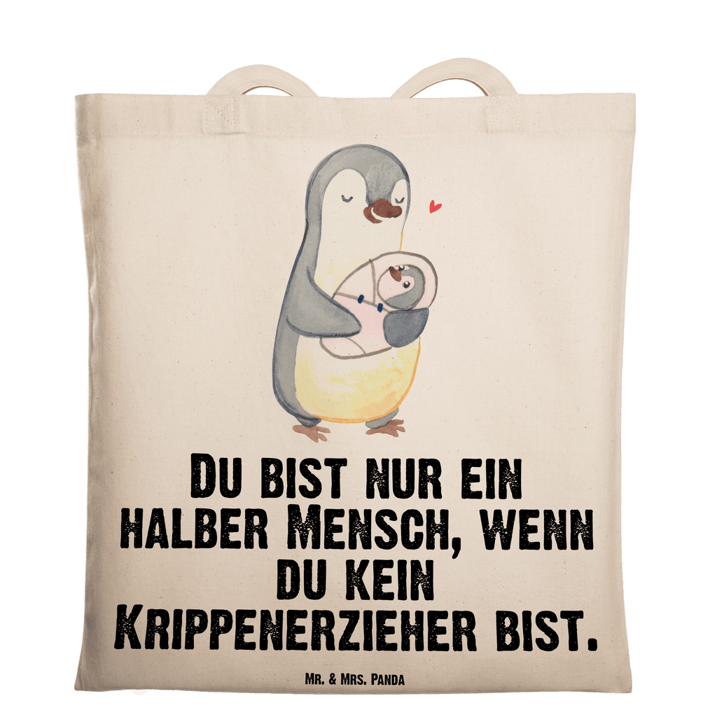 Tragetasche Krippenerzieher mit Herz Beuteltasche, Beutel, Einkaufstasche, Jutebeutel, Stoffbeutel, Tasche, Shopper, Umhängetasche, Strandtasche, Schultertasche, Stofftasche, Tragetasche, Badetasche, Jutetasche, Einkaufstüte, Laptoptasche, Beruf, Ausbildung, Jubiläum, Abschied, Rente, Kollege, Kollegin, Geschenk, Schenken, Arbeitskollege, Mitarbeiter, Firma, Danke, Dankeschön, Krippenerzieher, Kindertagesstätte, KITA, Eröffnung, Erzieher, Pädagoge