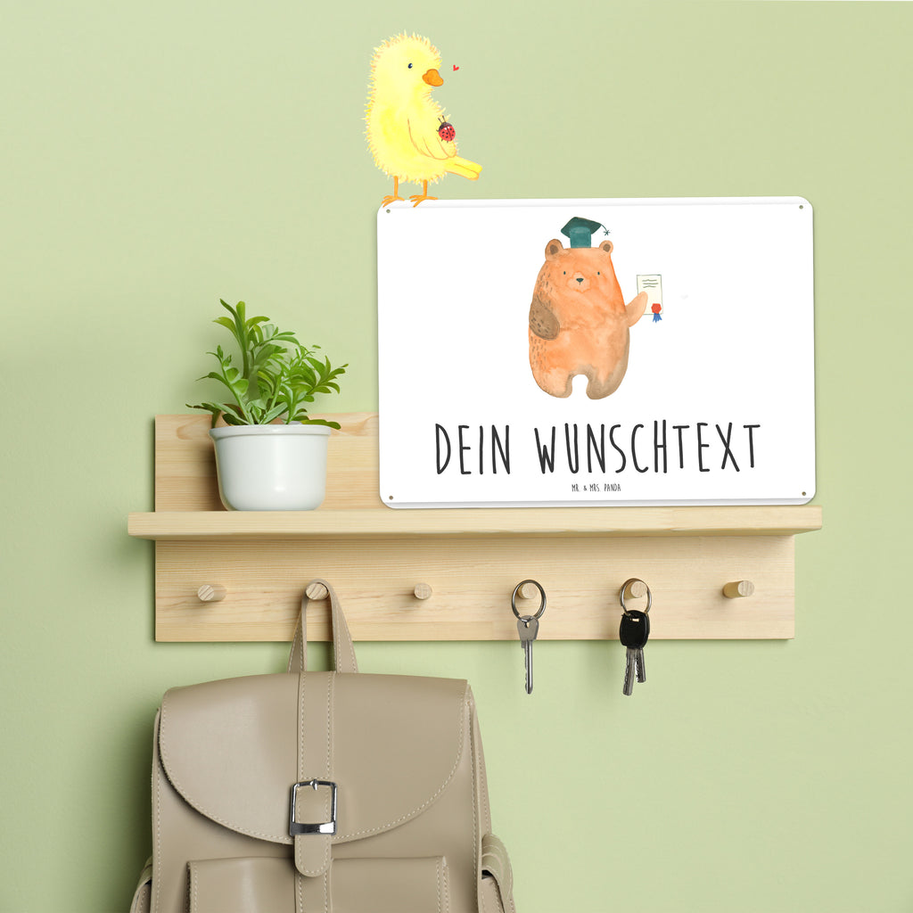 Personalisiertes Blechschild Bär Prüfung Blechschild, Metallschild, Geschenk Schild, Schild, Magnet-Metall-Schild, Deko Schild, Wandschild, Wand-Dekoration, Türschild, Bär, Teddy, Teddybär, Abitur, Prüfungen, Prüfung bestanden, Abschluss, Zeugnis, Abschlusszeugnis