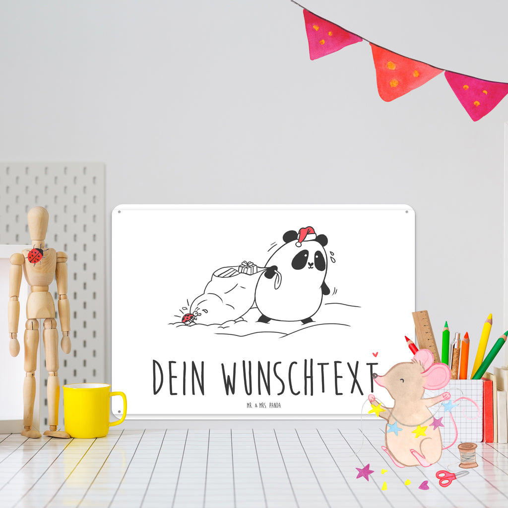 Personalisiertes Blechschild Panda Weihnachten Blechschild, Metallschild, Geschenk Schild, Schild, Magnet-Metall-Schild, Deko Schild, Wandschild, Wand-Dekoration, Türschild