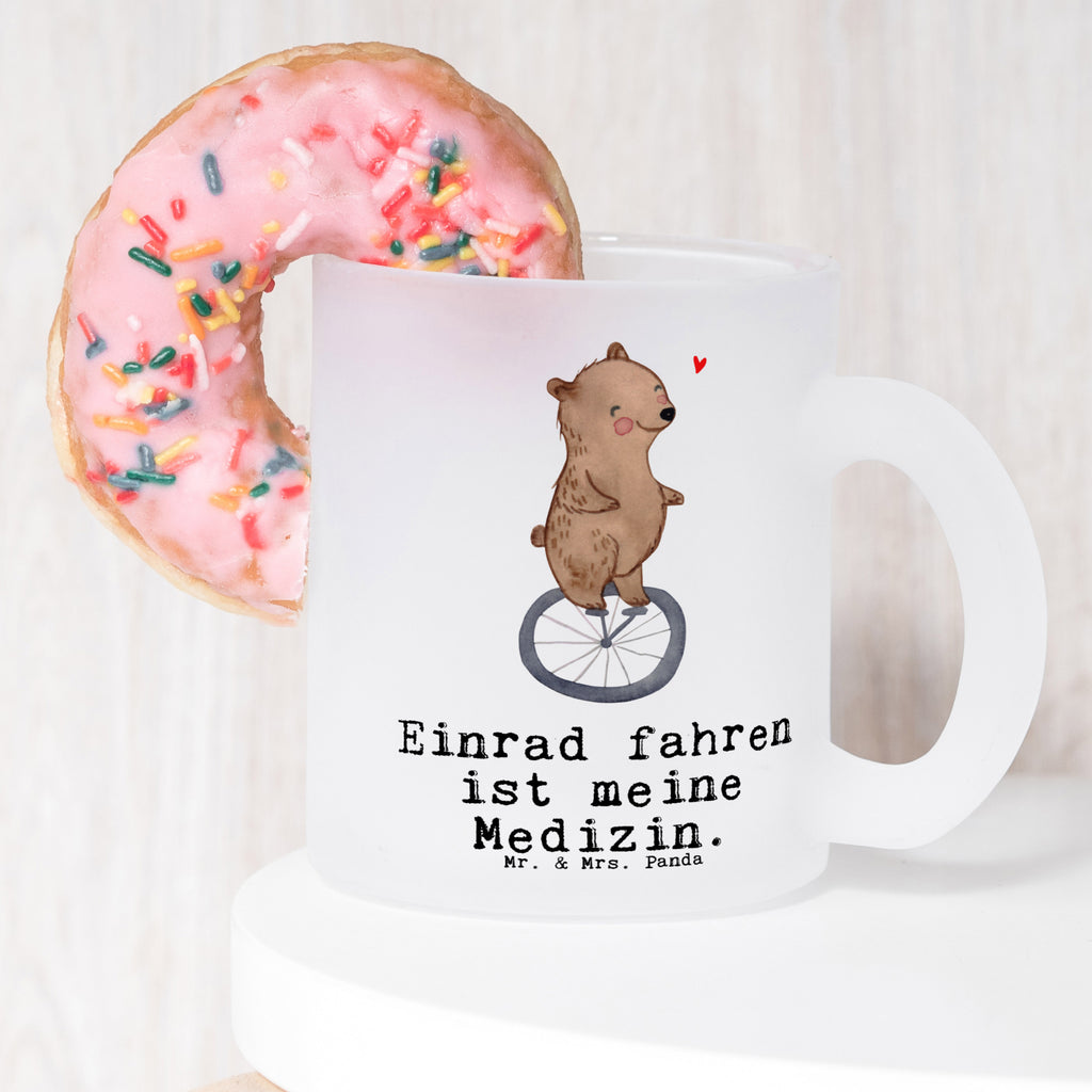 Teetasse Bär Einrad fahren Medizin Teetasse, Teeglas, Teebecher, Tasse mit Henkel, Tasse, Glas Teetasse, Teetasse aus Glas, Geschenk, Sport, Sportart, Hobby, Schenken, Danke, Dankeschön, Auszeichnung, Gewinn, Sportler, Einrad fahren