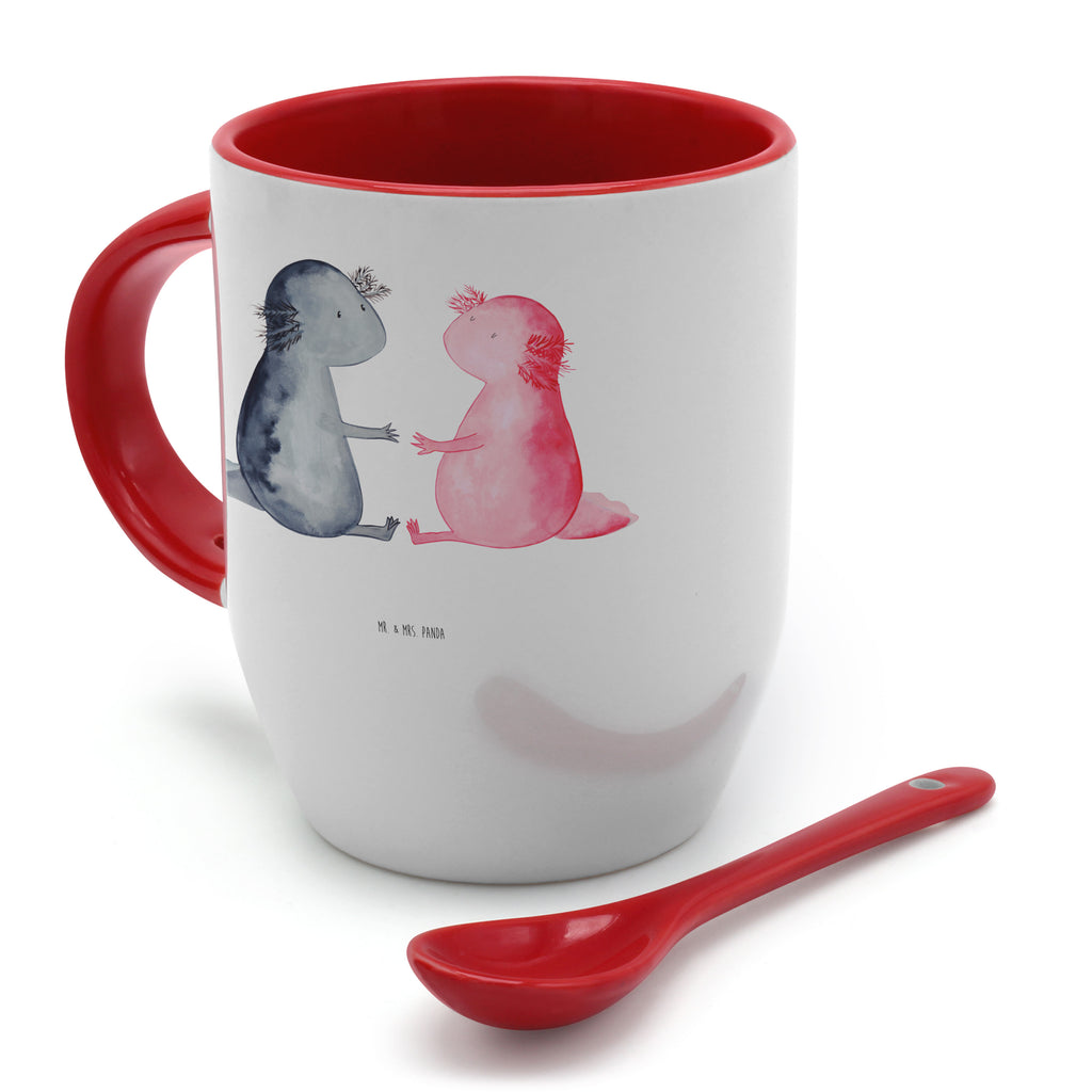 Tasse mit Löffel Axolotl Liebe Tasse, Kaffeetasse, Tassen, Tasse mit Spruch, Kaffeebecher, Tasse mit Löffel, Axolotl, Molch, Axolot, Schwanzlurch, Lurch, Lurche, Liebe, große Liebe, Liebesbeweis, Freund, Verlobter, Ehemann, Jahrestag, Valentinstag