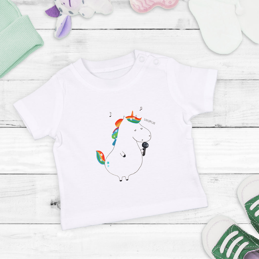 Organic Baby Shirt Einhorn Sänger Baby T-Shirt, Jungen Baby T-Shirt, Mädchen Baby T-Shirt, Shirt, Einhorn, Einhörner, Einhorn Deko, Pegasus, Unicorn, Glitzer, Konfetti, Party, Geburtstag, Feier, Fest, Disco, Sängerin, Sänger, Freundin