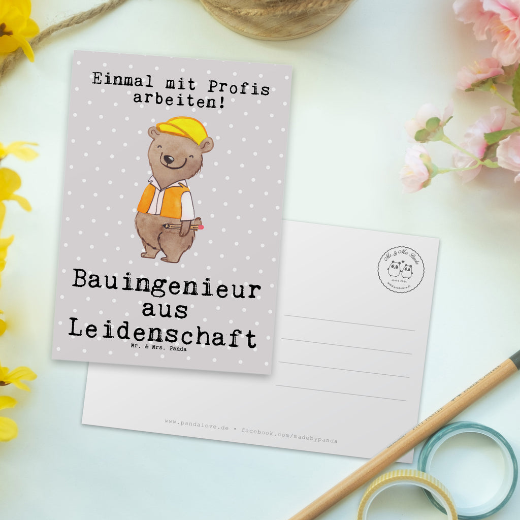 Postkarte Bauingenieur aus Leidenschaft Postkarte, Karte, Geschenkkarte, Grußkarte, Einladung, Ansichtskarte, Geburtstagskarte, Einladungskarte, Dankeskarte, Ansichtskarten, Einladung Geburtstag, Einladungskarten Geburtstag, Beruf, Ausbildung, Jubiläum, Abschied, Rente, Kollege, Kollegin, Geschenk, Schenken, Arbeitskollege, Mitarbeiter, Firma, Danke, Dankeschön, Bauingenieur, Statiker, Ingeniuer, Baustelle, Studium