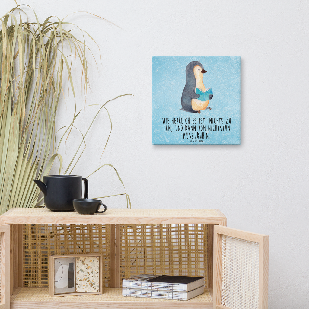 Leinwand Bild Pinguin Buch Leinwand, Bild, Kunstdruck, Wanddeko, Dekoration, Pinguin, Pinguine, Buch, Lesen, Bücherwurm, Nichtstun, Faulenzen, Ferien, Urlaub, Freizeit